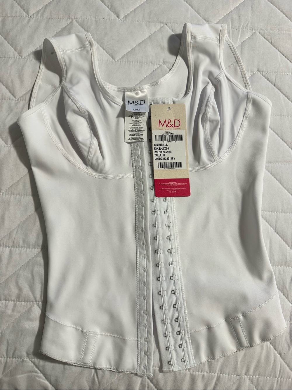 M&D White Front-Closure Shapewear Tank